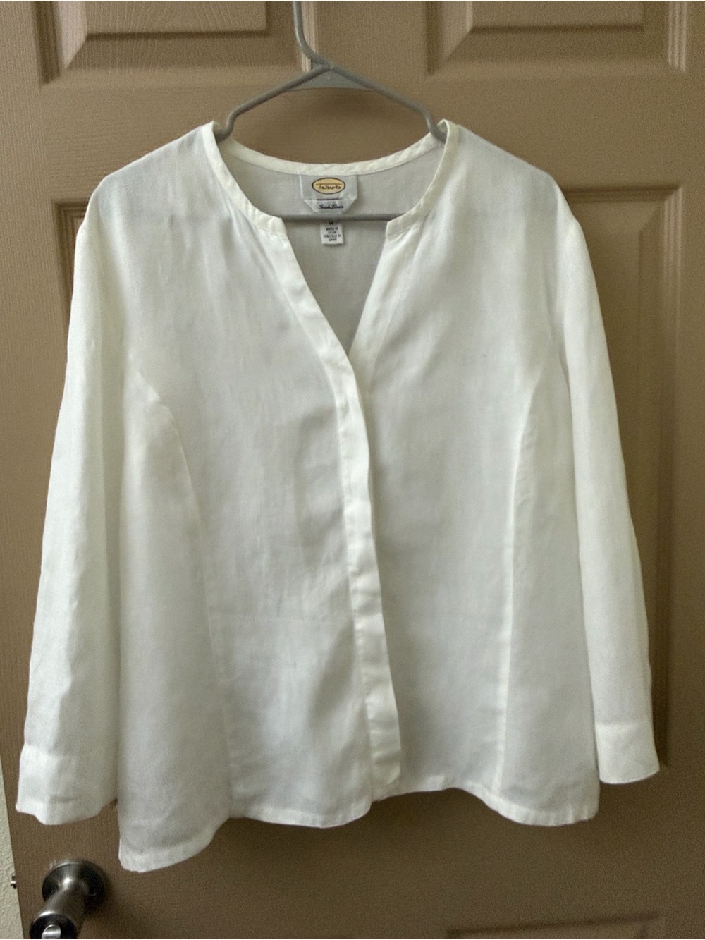 Talbots White Irish Linen Button-Down Blouse/light jacket